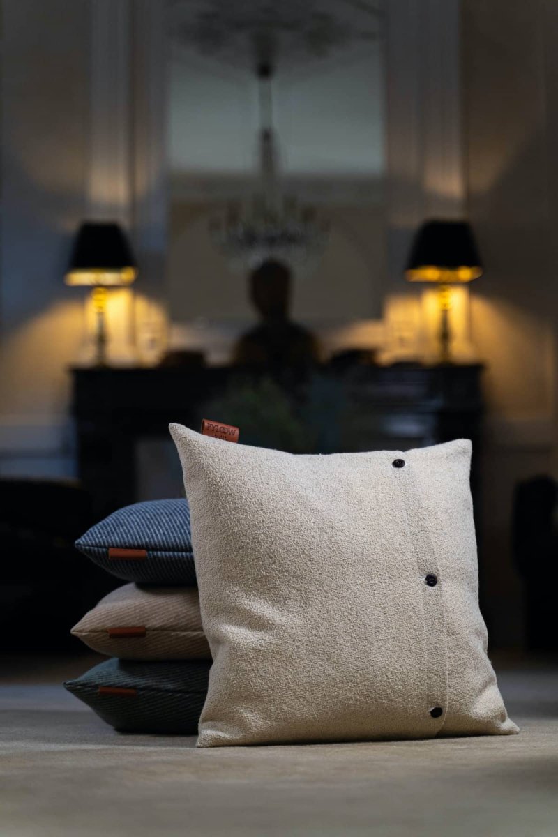 Coussin Heureux Bure Blanc Écru - Laine Française